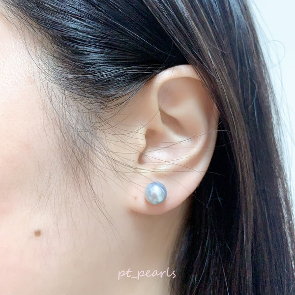 超特價 人魚色 無調色 極鏡面 Akoya 8.5-9mm 耳環 | Special Offer Mirror Luster Mermaid Akoya 8.5-9mm Ear Studs