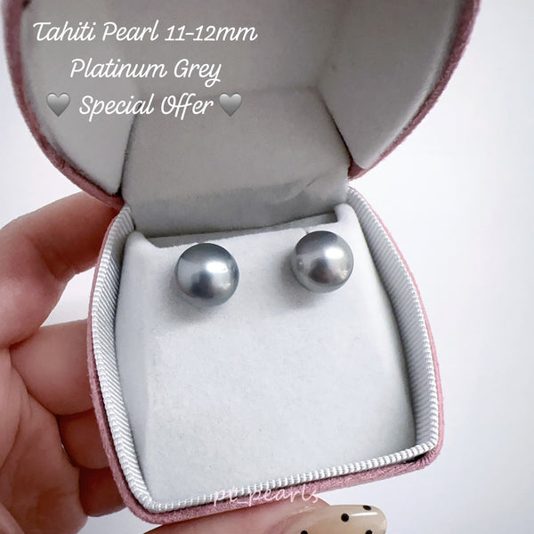 (直播價) 極光大溪地 鉑金灰 11-12mm 耳環  | Aurora Tahiti Platinum Grey 11-12mm Earrings