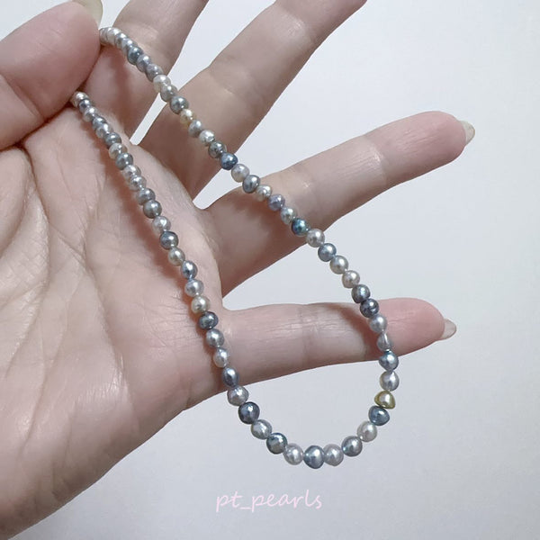 日本珍珠 Akoya 3-4.5mm 無調色 混色珠鏈 | Akoya 3-4.5mm Non Color Treated Mixed Color Pearl Strand