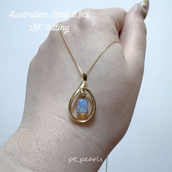 80份蛋白石吊咀及頸鏈 連18K配件 | 0.8ct Opal Pendant & Chain with 18K Setting