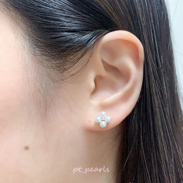 極光 Akoya 4-4.5mm 配鑽耳環  | Aurora Akoya 4-4.5mm Earrings with Diamonds
