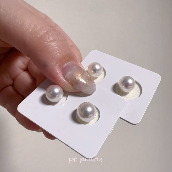 Akoya 極光天女 無調色 7.5 / 7.7mm耳環 連真科研大證書 | Akoya Aurora Tennyo Non Color Treated 7.5 / 7.7mm Earrings with Japan PSL certificate