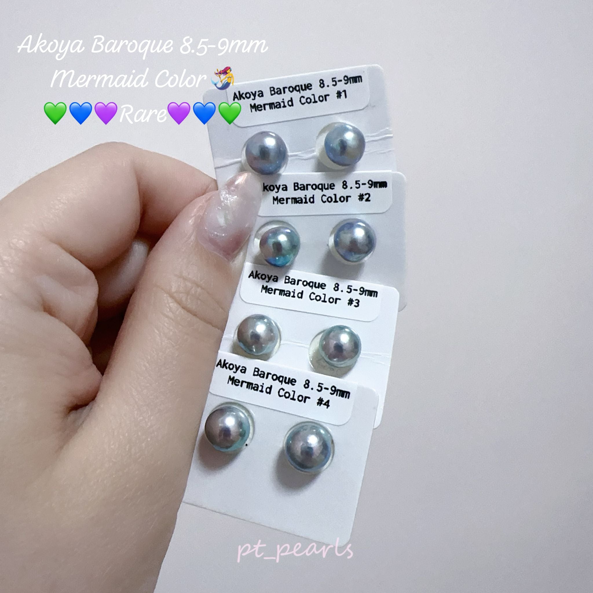 (Summer Sale) Akoya 極光巴洛克 人魚色無調色 8.5-9mm耳環 | Aurora Akoya Baroque Mermaid Color Non Color Treated 8.5-9mm Earrings
