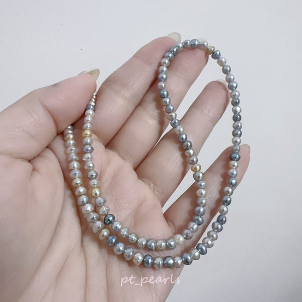 日本珍珠 Akoya 3-4.5mm 無調色 混色珠鏈 | Akoya 3-4.5mm Non Color Treated Mixed Color Pearl Strand