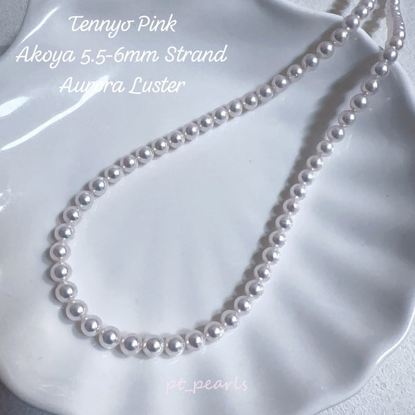 天女粉色 極光 Akoya 超濃粉色 5.5-6mm 珠鏈 | Tennyo Pink Aurora Akoya Deep Intense Pink 5.5-6mm Pearl Strand