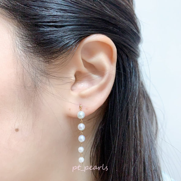 彩凜級 Akoya 3.5-6mm 貓尾巴垂吊耳環 | Sailin Grade Akoya 3.5-6mm Cats Tail Dangling Earrings