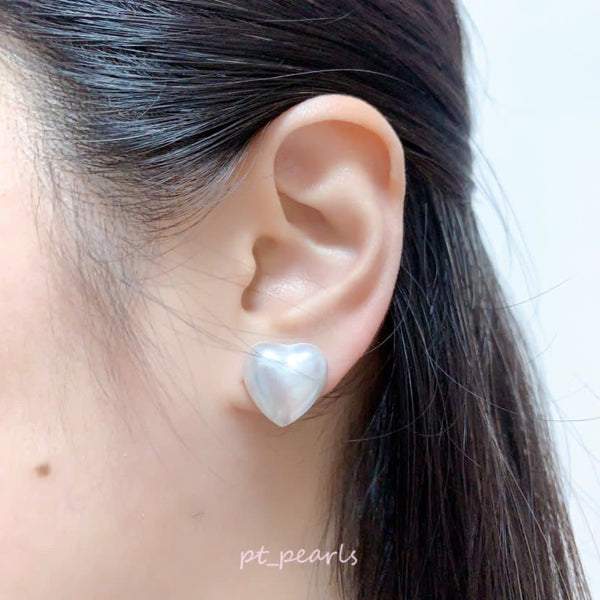 (限定價）日本心形馬貝 16-17mm耳環 | Japanese Heart Shape Mabe 16-17mm Earrings