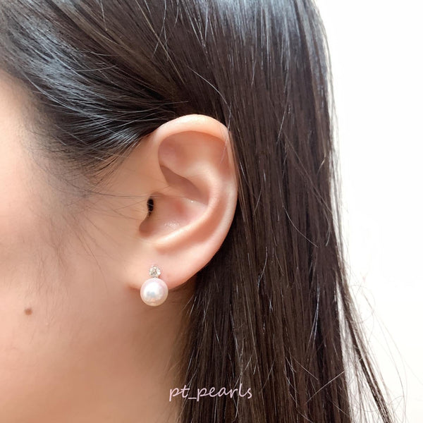 (Summer Sale) Akoya 極光無調色花珠 9.0mm耳環 連真科研大證書 | Akoya Aurora Hanadama Non Color Treated 9.0mm Earrings with Japan PSL certificate