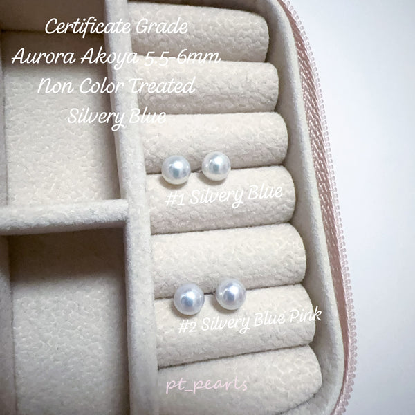 證書級 頂級Akoya 5.5-6mm 耳環 | Certificate Grade Top Grade Akoya 5.5-6mm earrings