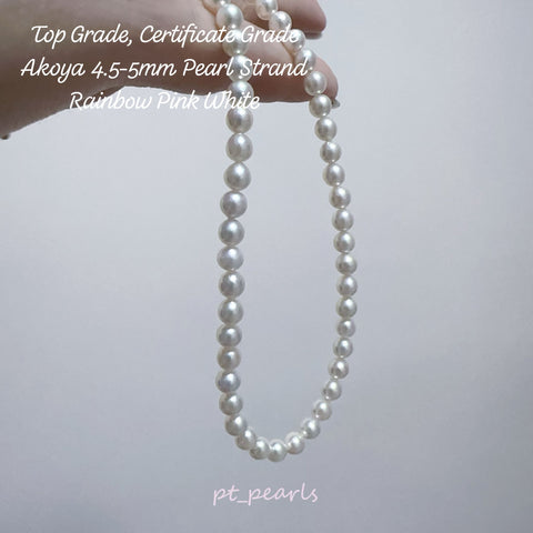 (Summer Sale) 頂級 證書級 日本珍珠 Akoya 4.5-5mm 珠鏈 | Top Grade Certificate Grade Akoya 4.5-5mm Pearl Strand