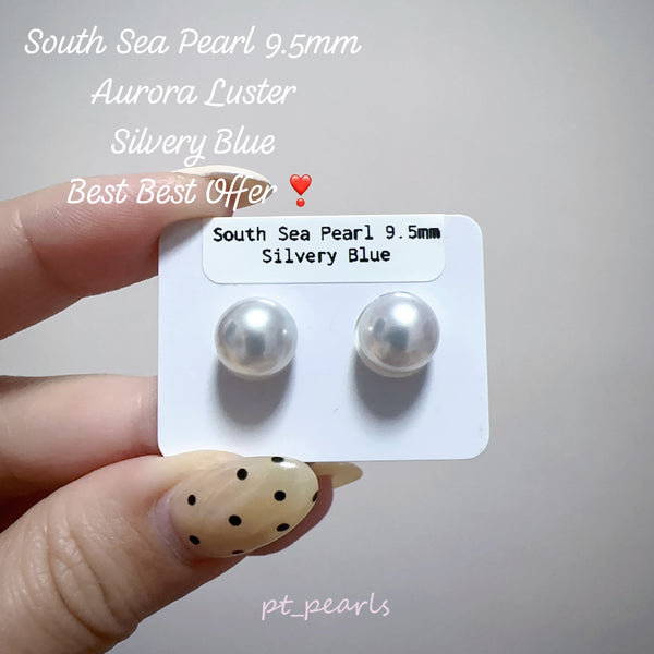 極光南洋澳白珍珠 銀藍色 9.5mm 配18K配件 | Aurora South Sea White Pearl in Silvery Blue 9.5mm with 18K setting