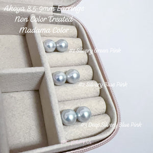 AAAA級 無調色 真多麻色系 Akoya 8.5-9mm 耳環 | AAAA Grade Akoya Non Color Treated in Madama Color 8.5-9mm Earrings