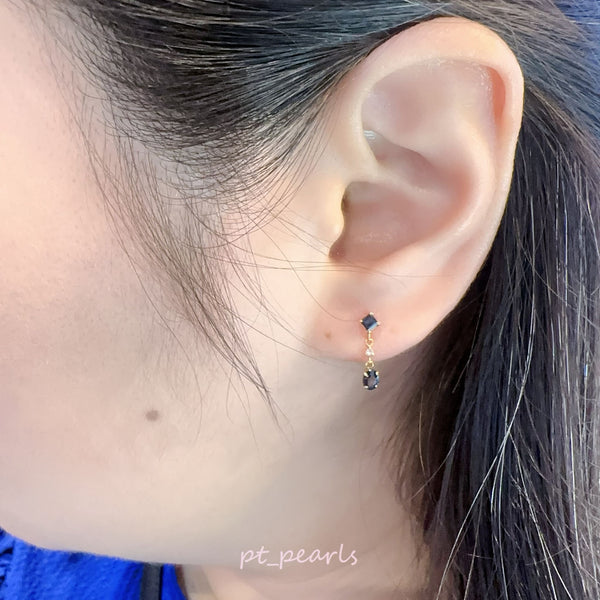 藍寶石垂吊配鑽耳環 連18K配件 | Blue Sapphire and Diamond Earrings with 18K setting