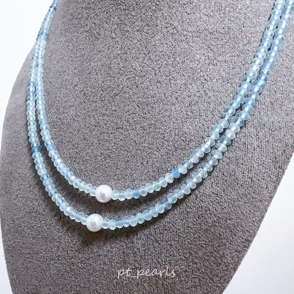 Akoya & 海藍寶頸鏈 | Akoya & Aquamarine Strand