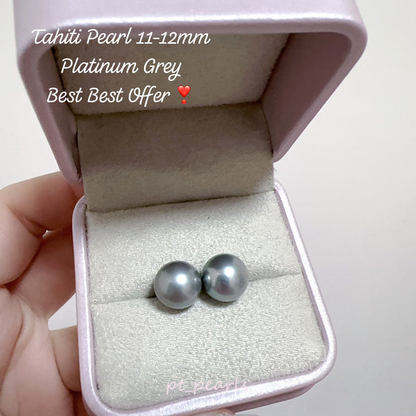(限定價) 極光大溪地 鉑金灰 11-12mm 耳環  | Aurora Tahiti Platinum Grey 11-12mm Earrings