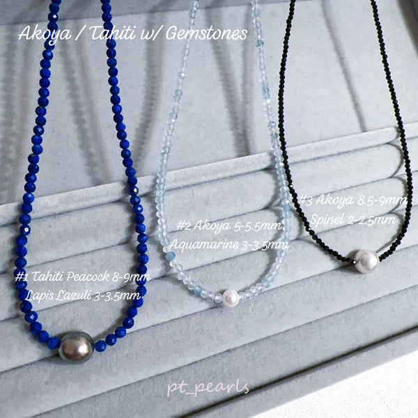 日本珍珠 Akoya / 大溪地配半寶石頸鏈 | Akoya / Tahiti & Gemstones Strand