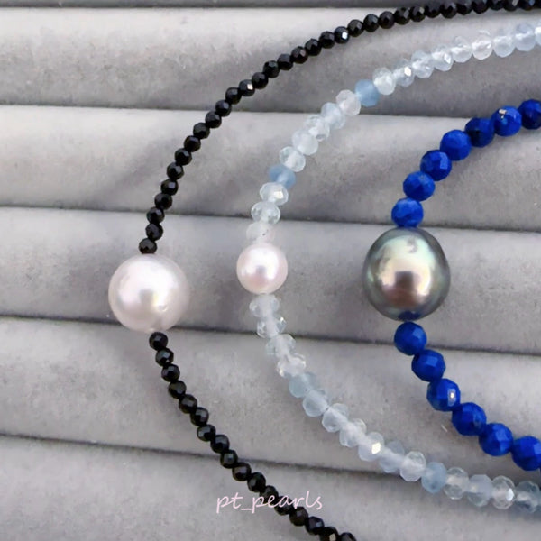 日本珍珠 Akoya / 大溪地配半寶石頸鏈 | Akoya / Tahiti & Gemstones Strand