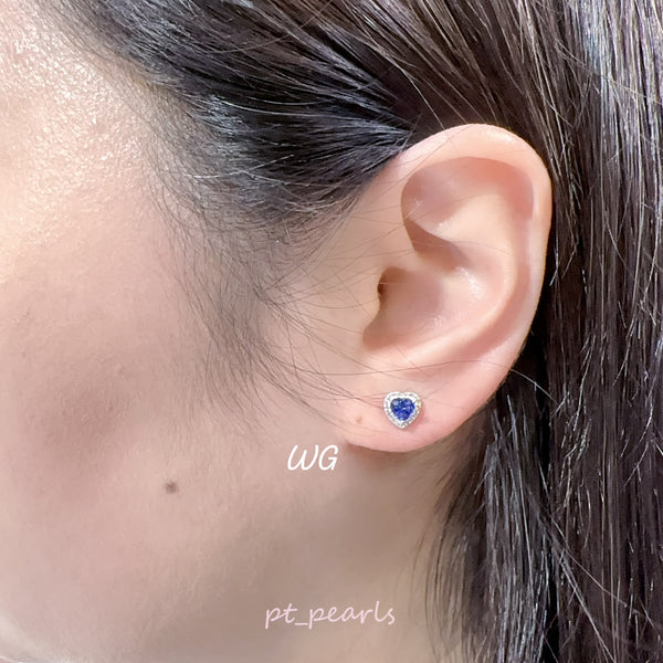 香港展限定🇯🇵 心形藍寶石配鑽石耳環 | Heart Shape Blue Sapphire & Diamond Earrings