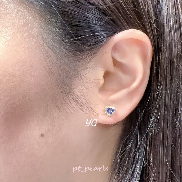 香港展限定🇯🇵 心形藍寶石配鑽石耳環 | Heart Shape Blue Sapphire & Diamond Earrings