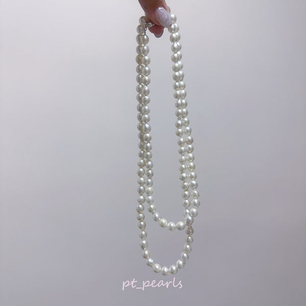 (香港展限定)  極光 Akoya 無調色 7-7.5mm 80cm珠鏈 | Aurora Akoya Non Color Treated 7-7.5mm 80cm Pearl Strand