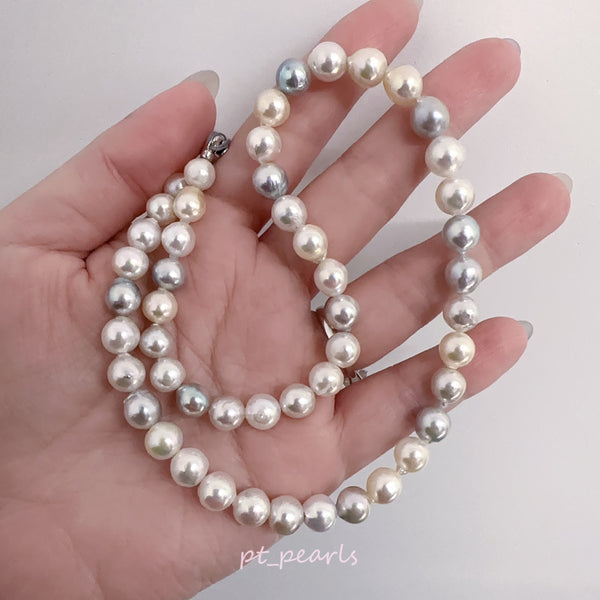 (限定價)  極光 Akoya 糖果色 無調色 7-8.5mm 珠鏈 | Aurora Akoya Candy Color Non Color Treated 7-8.5mm Pearl Strand