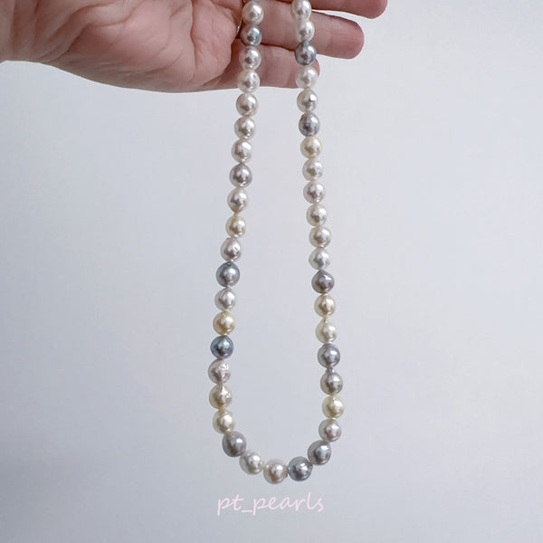 (限定價)  極光 Akoya 糖果色 無調色 7-8.5mm 珠鏈 | Aurora Akoya Candy Color Non Color Treated 7-8.5mm Pearl Strand