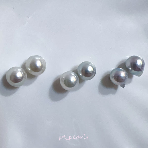 (限定價）Akoya 極光巴洛克 銀藍色無調色 9-9.5mm耳環 | Aurora Akoya Baroque Silvery Blue Color Non Color Treated 9-9.5mm Earrings
