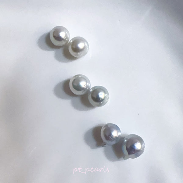 (限定價）Akoya 極光巴洛克 銀藍色無調色 9-9.5mm耳環 | Aurora Akoya Baroque Silvery Blue Color Non Color Treated 9-9.5mm Earrings