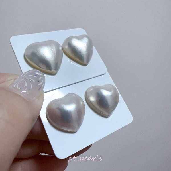 (限定價）日本心形馬貝 16-17mm耳環 | Japanese Heart Shape Mabe 16-17mm Earrings