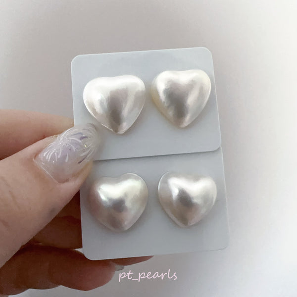 (限定價）日本心形馬貝 16-17mm耳環 | Japanese Heart Shape Mabe 16-17mm Earrings