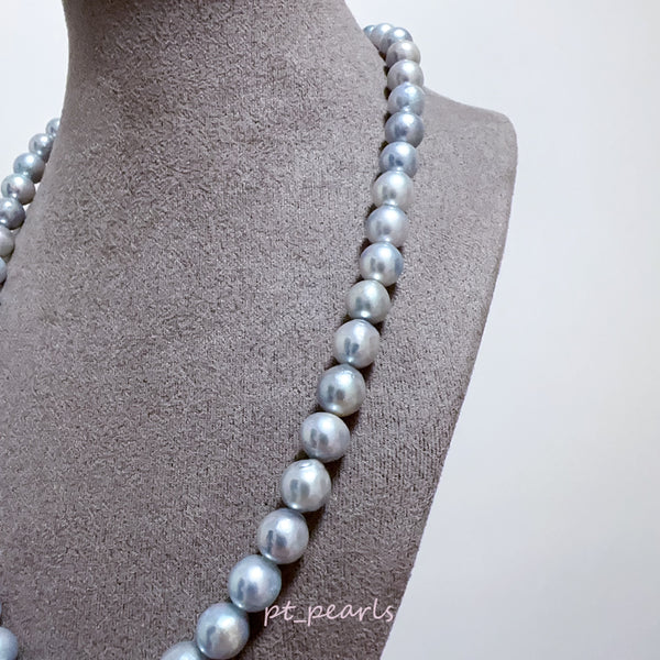 日本珍珠 Akoya 6-8.5mm 銀藍色 無調色珠鏈 | Akoya 6-8.5mm Silvery Blue Pearl Strand