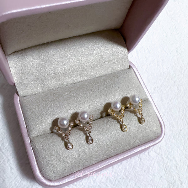 極光彩凜品質 Akoya 5.5-6mm 配鑽耳環 | Aurora Sailin Quality Akoya 5.5-6mm Earrings with Diamonds