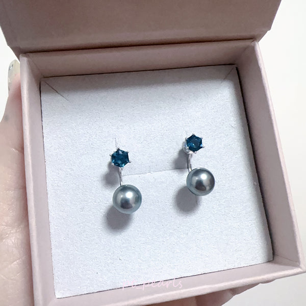 1卡20份托帕石 (Topaz) 耳環 連9-10mm 大溪地耳迫配件| 1.2 carat Topaz Earrings with 9-10mm Tahiti Backings