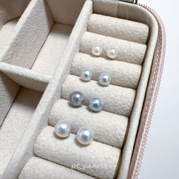 (限定價) 極光 Akoya 4-6.5mm 無調色 耳環 | Aurora Grade Akoya 4-6.5mm Non Color Treated Earrings