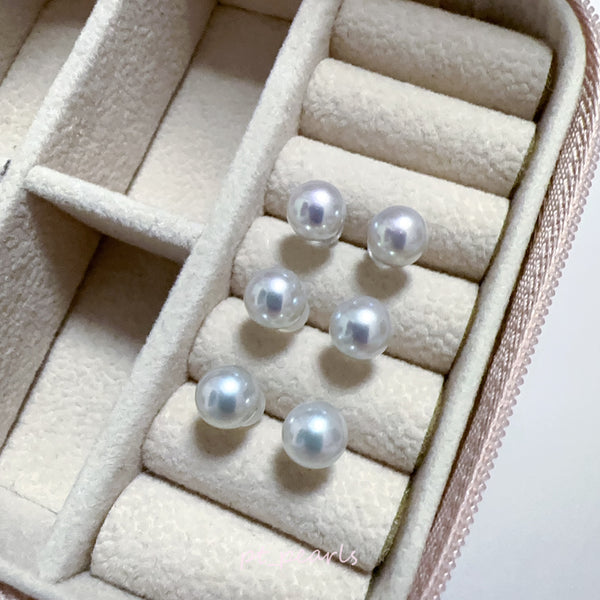 頂級 證書級 無調色 銀色系 Akoya 7-7.5mm 耳環 | Top Grade Certificate Grade Akoya Silvery Tone Non Color Treated 7-7.5mm Earrings