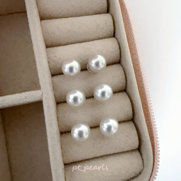 頂級 證書級 無調色 銀色系 Akoya 7-7.5mm 耳環 | Top Grade Certificate Grade Akoya Silvery Tone Non Color Treated 7-7.5mm Earrings
