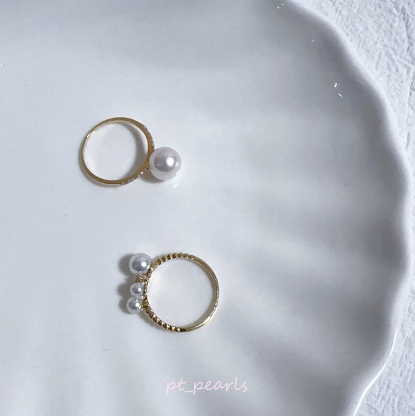 Akoya 3-5.5mm / 8-8.5mm 配鑽戒指| Akoya 3-5.5mm / 8-8.5mm with Diamond Ring