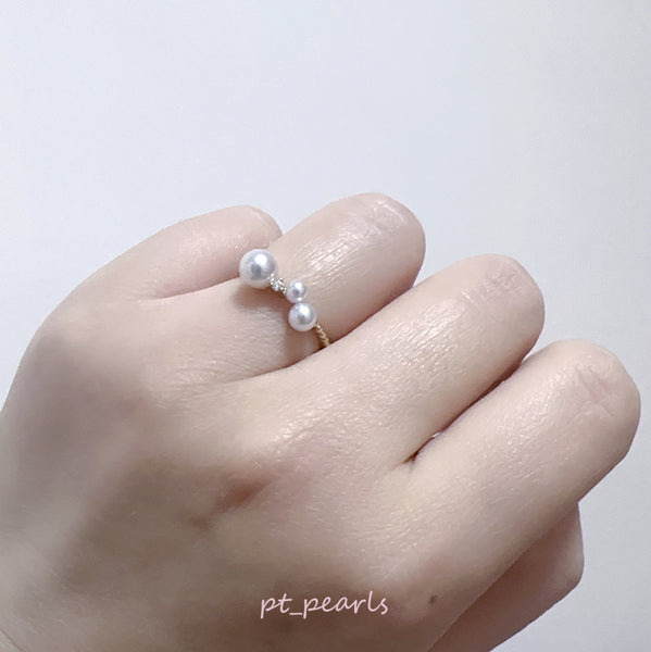 Akoya 3-5.5mm / 8-8.5mm 配鑽戒指| Akoya 3-5.5mm / 8-8.5mm with Diamond Ring