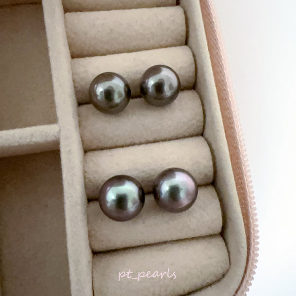 頂級極光大溪地 9-10 / 10-11mm 耳環 | Top Grade Aurora Tahiti Pearl 9-10 / 10-11mm Earrings