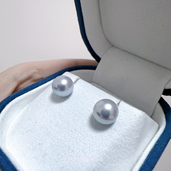 超特價 無調色 極鏡面 Akoya 8.5-9mm 耳環 | Special Offer Mirror Luster Akoya 8.5-9mm Earrings