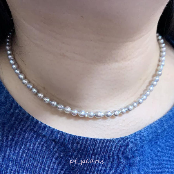 (超特價) 日本珍珠 Akoya 4.5-5mm 濃銀藍粉色 無調色珠鏈 | (Special Offer) Akoya 4.5-5mm Deep Silvery Blue Pink Pearl Strand
