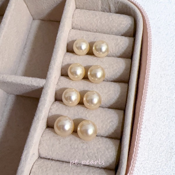 AAAA級 極光 Akoya Gold 無調色 7.5-8mm 耳環 | AAAA Grade Aurora Akoya Gold Non Color Treated 7.5-8mm Earrings