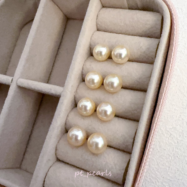 AAAA級 極光 Akoya Gold 無調色 7.5-8mm 耳環 | AAAA Grade Aurora Akoya Gold Non Color Treated 7.5-8mm Earrings