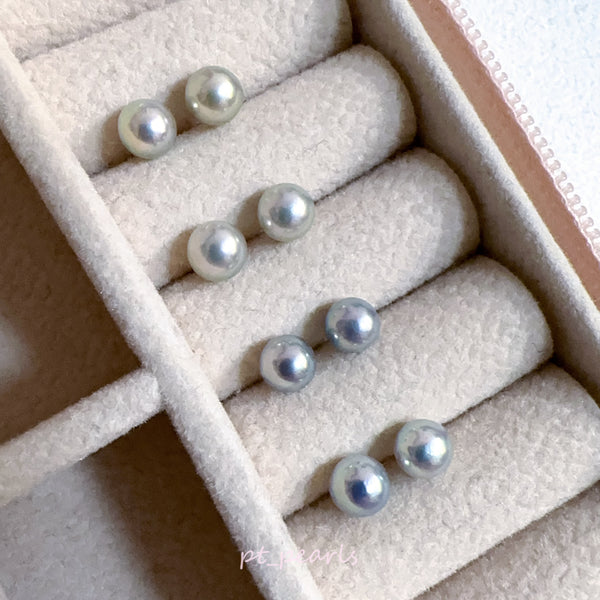 證書級 頂級極濃銀色系 5-5.5mm Akoya耳環 | Top Grade Certificate Grade Deep Silvery 5-5.5mm Akoya earrings