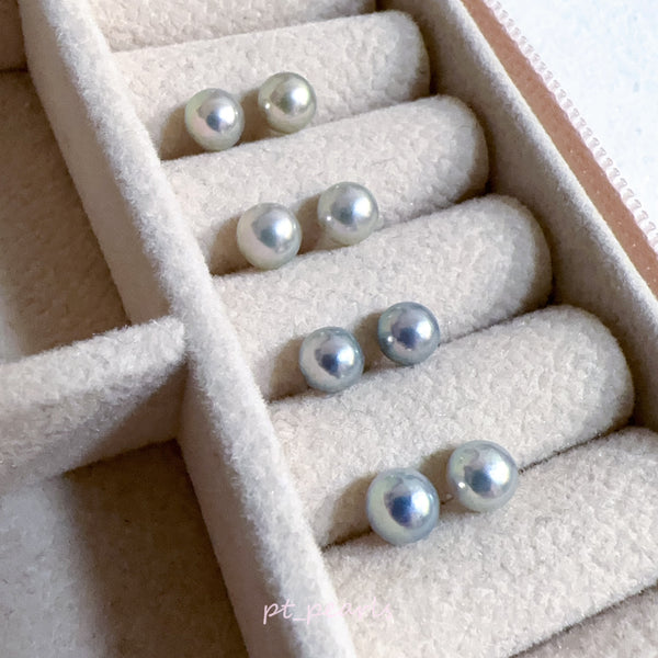 證書級 頂級極濃銀色系 5-5.5mm Akoya耳環 | Top Grade Certificate Grade Deep Silvery 5-5.5mm Akoya earrings