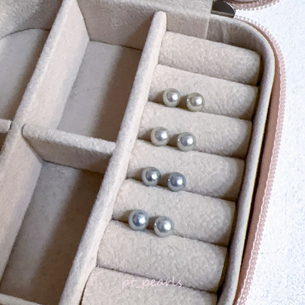 證書級 頂級極濃銀色系 5-5.5mm Akoya耳環 | Top Grade Certificate Grade Deep Silvery 5-5.5mm Akoya earrings