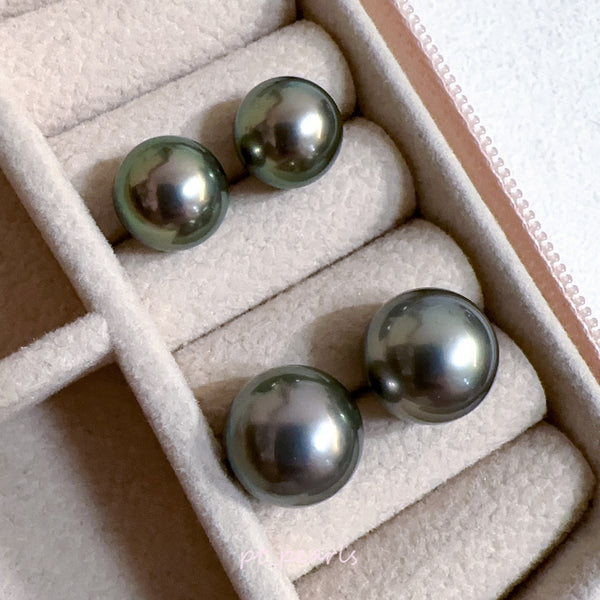 頂級 極鏡面 極光大溪地 10.5 / 12.4mm 耳環 | Top Grade Top Luster Aurora Tahiti Pearl 10.5 / 12.4mm Earrings