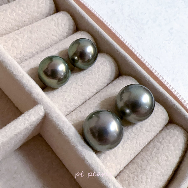 頂級 極鏡面 極光大溪地 10.5 / 12.4mm 耳環 | Top Grade Top Luster Aurora Tahiti Pearl 10.5 / 12.4mm Earrings