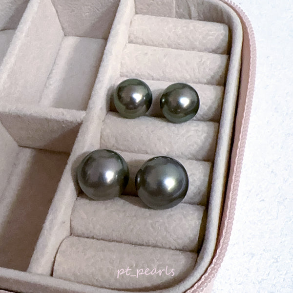 頂級 極鏡面 極光大溪地 10.5 / 12.4mm 耳環 | Top Grade Top Luster Aurora Tahiti Pearl 10.5 / 12.4mm Earrings