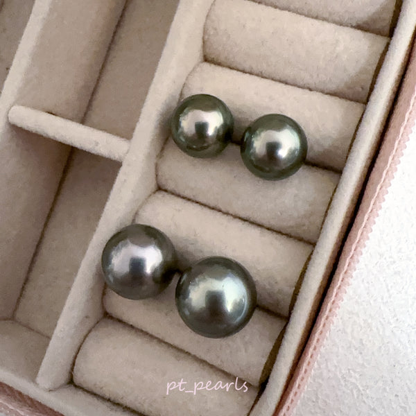 頂級 極鏡面 極光大溪地 10.5 / 12.4mm 耳環 | Top Grade Top Luster Aurora Tahiti Pearl 10.5 / 12.4mm Earrings